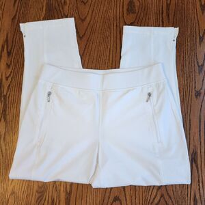 Chico's Zenergy White Clean Minimalist Ankle Pants Zip Pockets